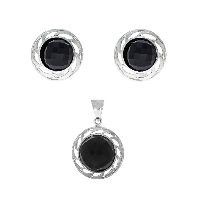 Set argint cu onix fatetat,